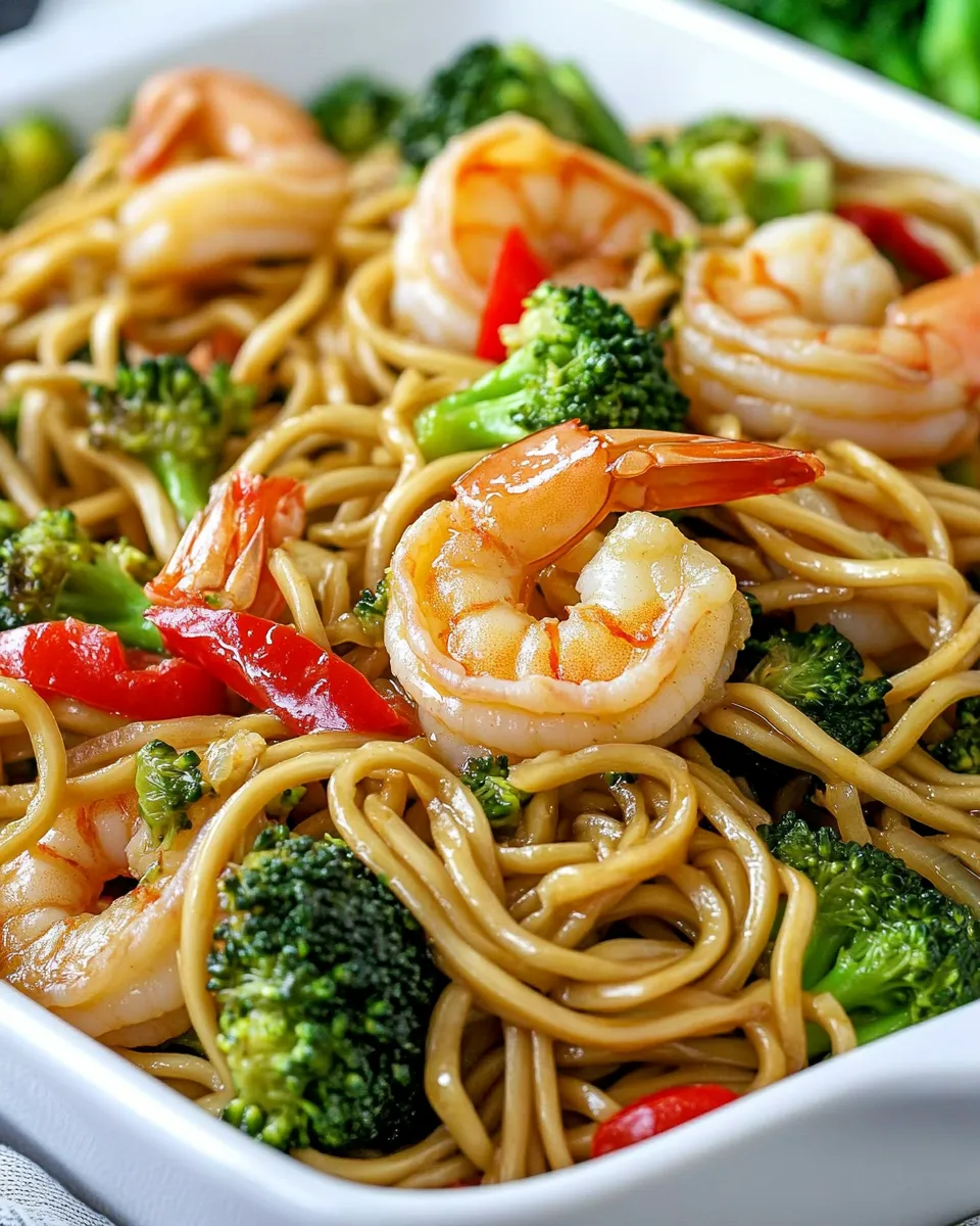 Easy 20-Minute Shrimp and Broccoli Lo Mein food shot