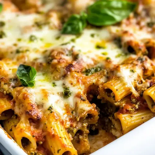 Homemade 4 Ingredient Pesto Baked Rigatoni Recipe photo