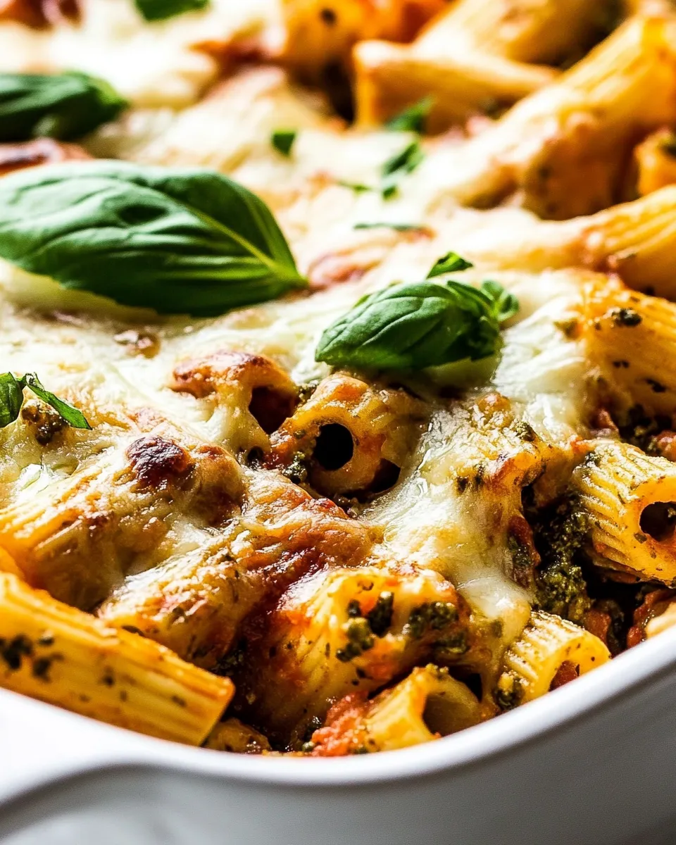Classic 4 Ingredient Pesto Baked Rigatoni Recipe image
