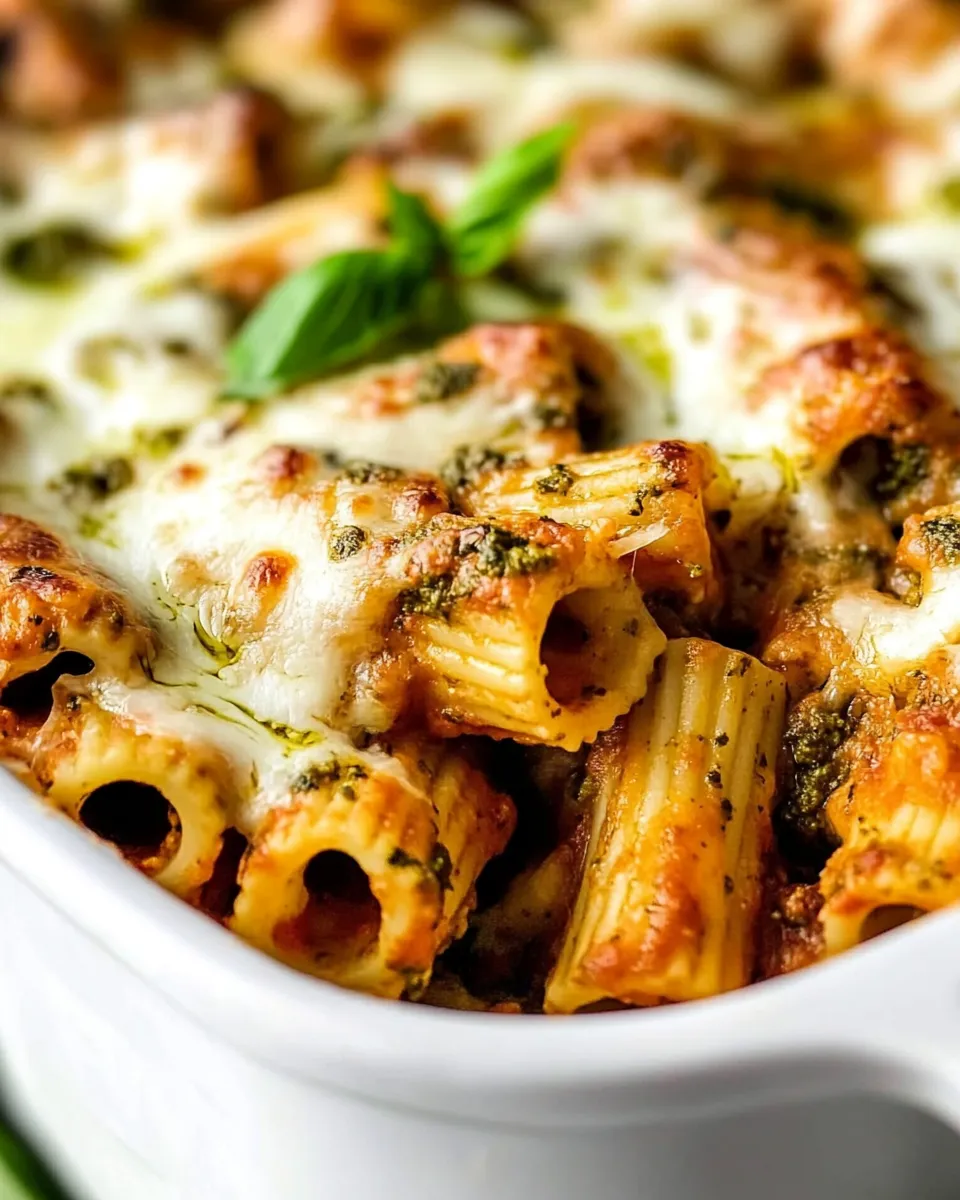 Easy 4 Ingredient Pesto Baked Rigatoni Recipe recipe photo