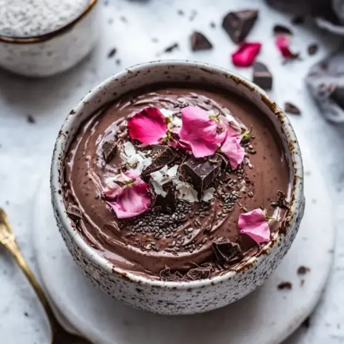 Quick 6 Ingredient Vegan Chocolate Chia Mousse. food shot