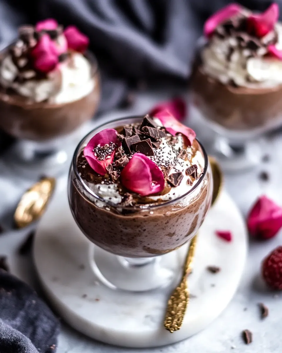 Homemade 6 Ingredient Vegan Chocolate Chia Mousse. food shot
