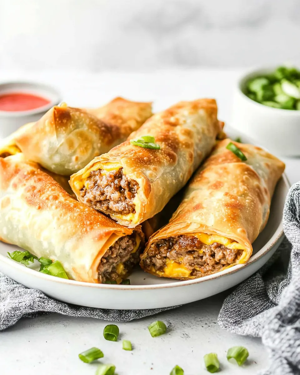 Air Fryer Cheeseburger Egg Rolls