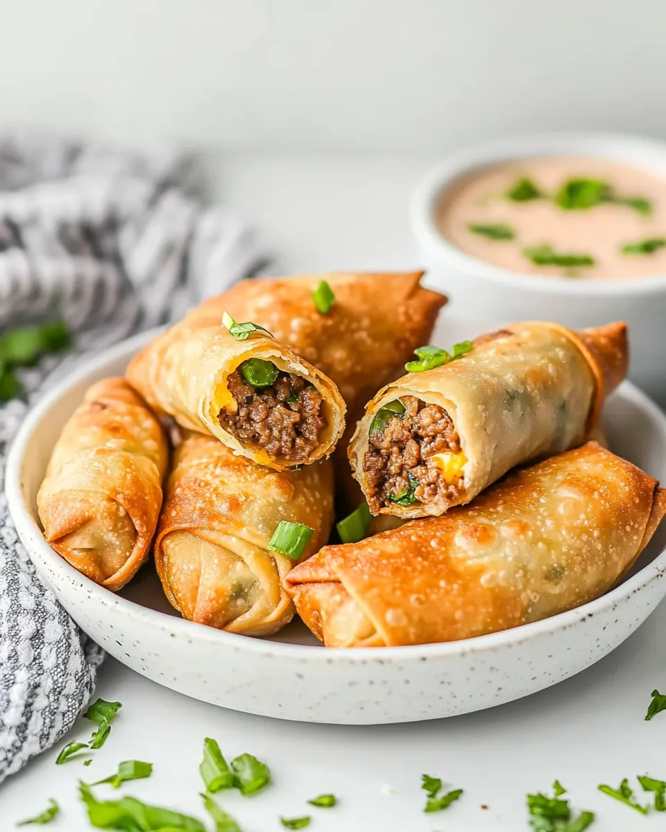 Easy Air Fryer Cheeseburger Egg Rolls recipe photo