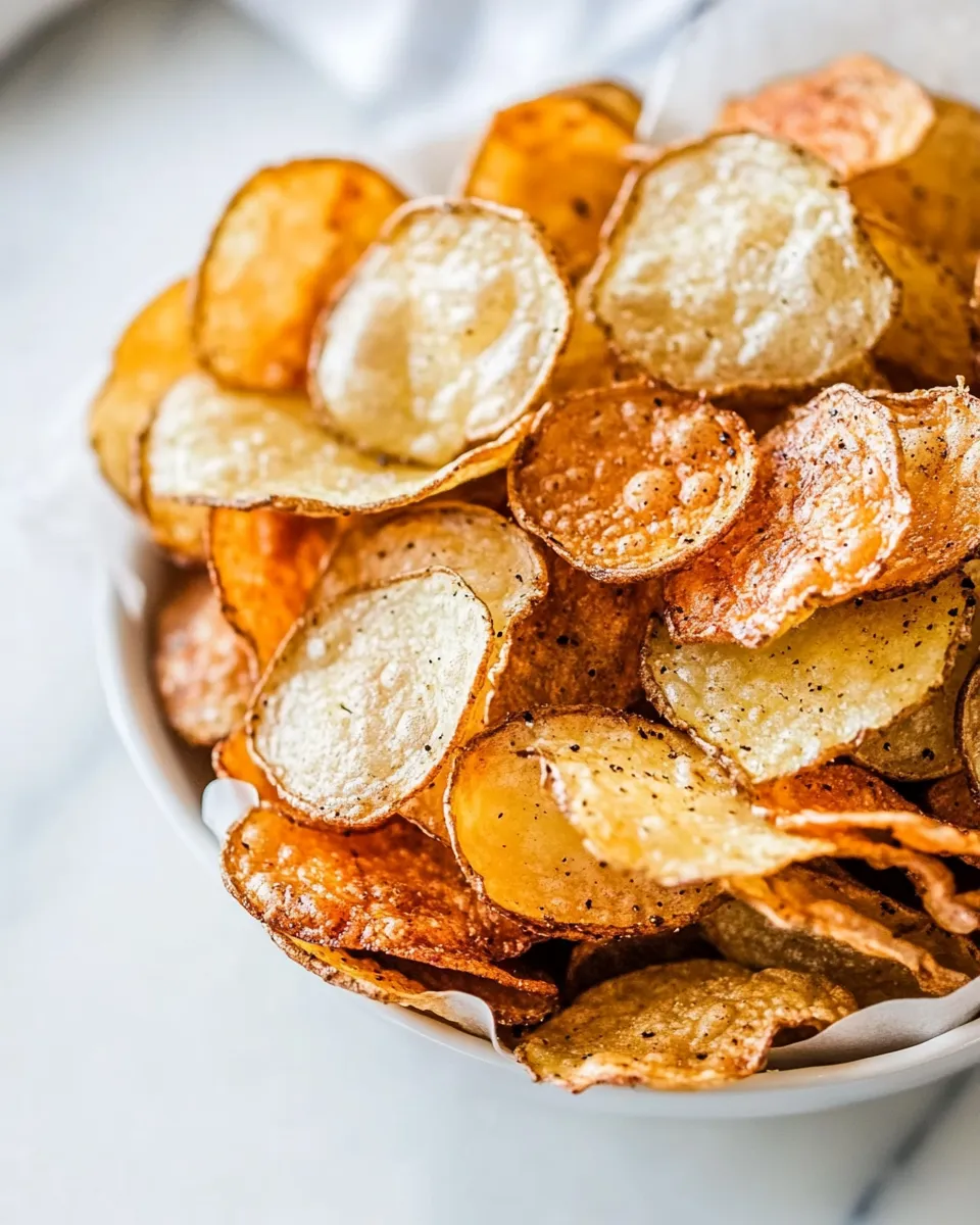 Easy Air Fryer Potato Chips food shot