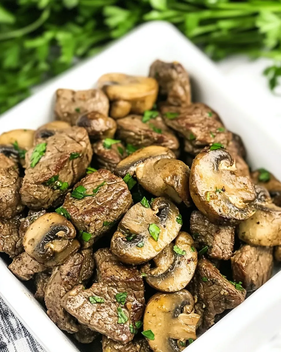 Classic Air Fryer Steak Tips & Mushrooms recipe photo